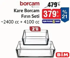 PAŞABAHÇE KARE BORCAM FIRIN SETİ 2'Lİ fiyat ve kampanya bilgisi